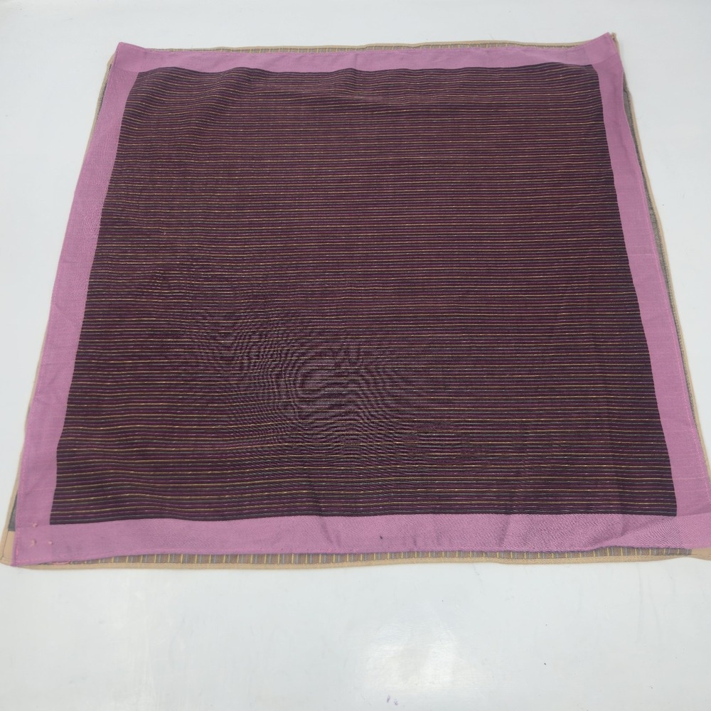 Vintage Woven Striped Pocket Squares Lot of 2 Plum Pink Brown Mens Handkerchiefs - Picture 2 of 7